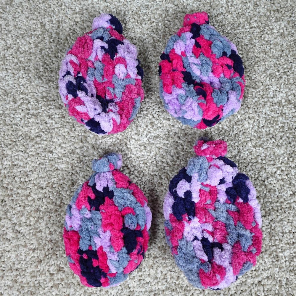 Handmade Reusable Crochet‎ Water Balloons Set of 4 Pink Purple Multi Color